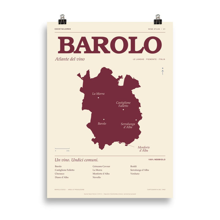 Barolo Wine Map Poster - 50×70 cm - Cocktailored