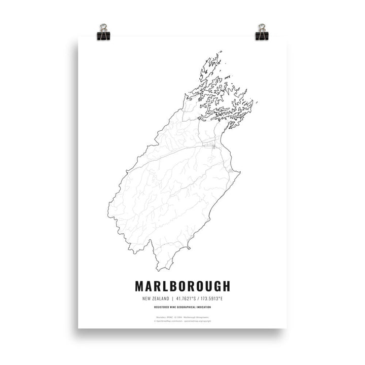 The Marlborough Wine Map Poster - 50x70 cm - Cocktailored