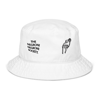 The Negroni Society Organic bucket hat "LOGO & DRINK" - Bio White - - Cocktailored